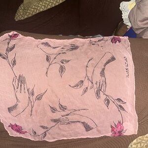 Peter Todd Mitchell Scarf Rose Colored Hands Holding Flowers